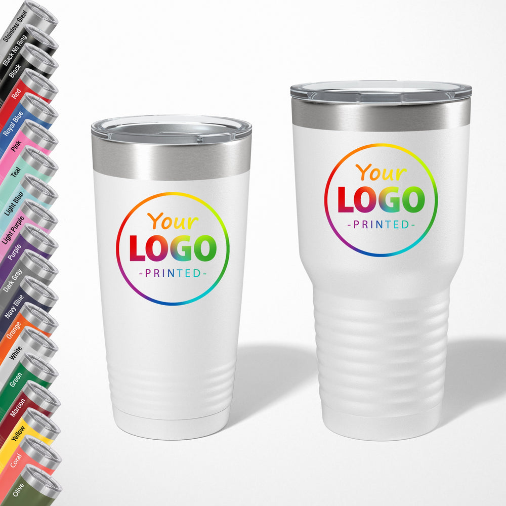 Custom full color printed tumblers with your logo or image UV Printed / 20oz. or 30oz. in 18 color options