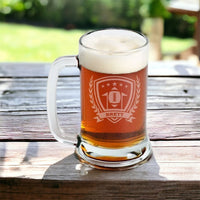 Load image into Gallery viewer, Football beer mug engraved, Personalized beer mug / Laser engraved 16oz.
