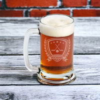 Load image into Gallery viewer, Hockey beer mug engraved, Personalized beer mug / Laser engraved 16oz.
