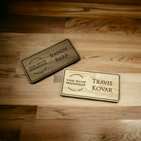 Load image into Gallery viewer, Wood name tag, Company name tag, Personalized name tag, Engraved name tag, Corporate name tag, Magnetic tag, Personalized company name tag
