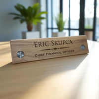 Load image into Gallery viewer, Engraved Desk Name Plate, Personalized name plate / Laser engraved, Hardwood, Desk name plaque, desk plaque, Desk name personalized
