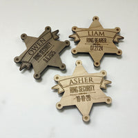 Load image into Gallery viewer, Ring security badge, Ring bearer badge, Ring bearer gift, Wood name badge, Ring security gift, Wedding name tag, Engraved wood name tag
