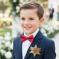 Load image into Gallery viewer, Ring security badge, Ring bearer badge, Ring bearer gift, Wood name badge, Ring security gift, Wedding name tag, Engraved wood name tag
