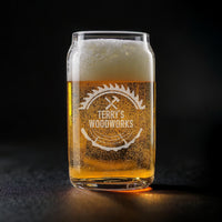 Load image into Gallery viewer, Custom engraved beer can glass with your logo or image / Laser Engraved Beer Can Glass 16 oz.
