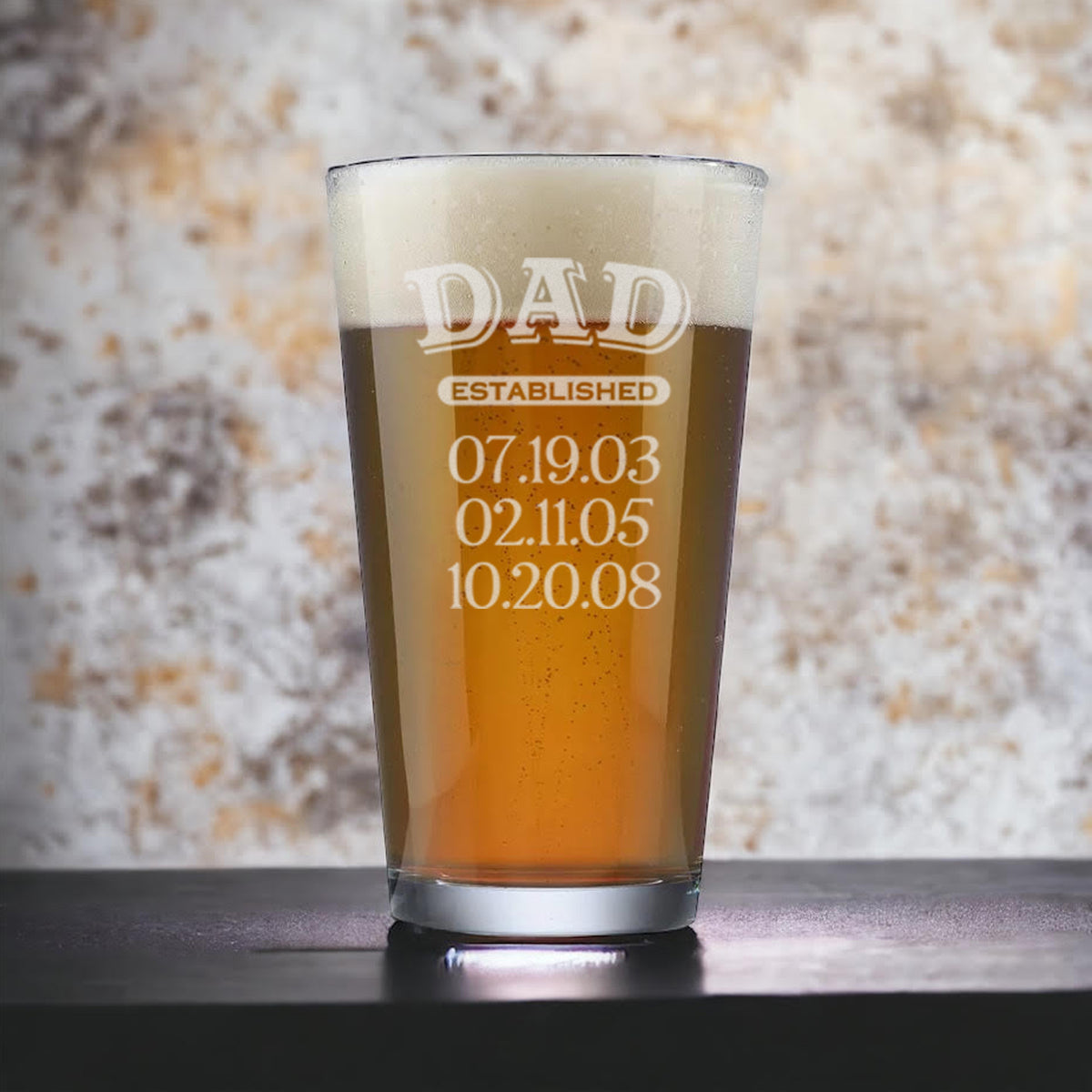 Personalized Dad Established Pint Beer Glass/Engraved 16 oz. Dad established glasses, Dad's beer glass, Personalized beer glass, Dad gift
