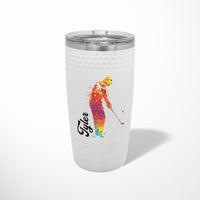 Load image into Gallery viewer, Golf ball dimpled tumbler personalized, Printed golfer design personalized, Golf gift travel mug 20 oz. / Full color print
