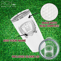 Load image into Gallery viewer, Golf ball dimpled tumbler personalized, Golf gift engraved travel mug, White or Pink mug 20 oz. / Laser engraved
