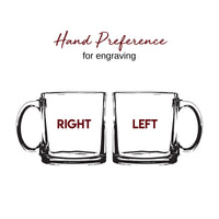 Load image into Gallery viewer, Personalized Glass Coffee Mug, Vintage Design Name or Monogram, Groomsmen or Bridesmaid gift / 13oz. Mug Engraved
