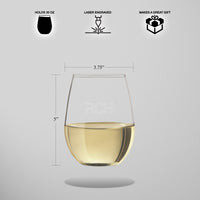 Load image into Gallery viewer, Personalized Stemless Wine Glass, Vintage Design Name or Monogram, Groomsmen or Bridesmaid gift / 20oz. Wine Glass Engraved
