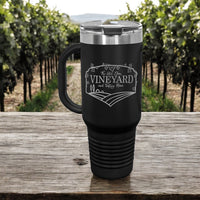 Load image into Gallery viewer, Custom engraved Travel Mug with Handle with your logo or image Laser Engraved / 40oz.
