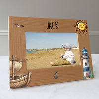 Load image into Gallery viewer, Nautical picture frame personalized, Kids picture frame, Baby gift / 4x6 photo frame / Printed
