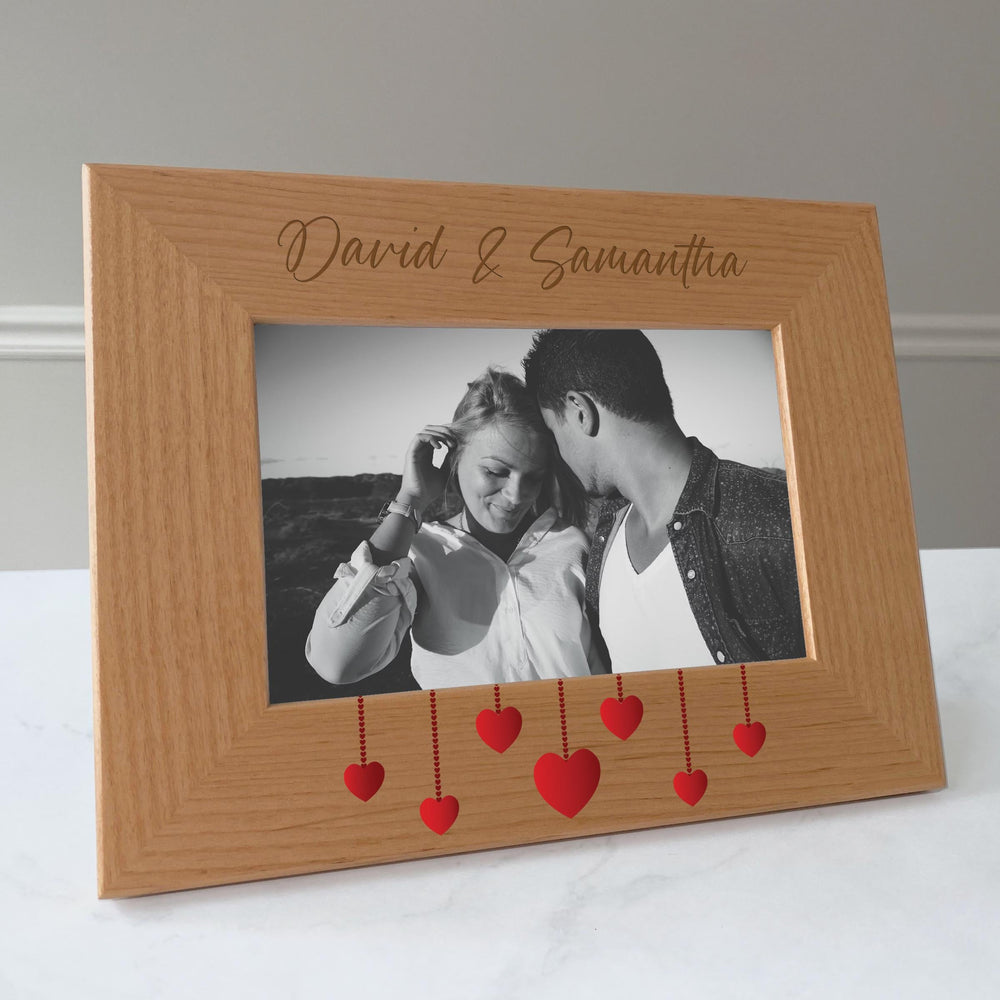 Valentine's Day picture frame, Couples gift, Gift for newlyweds, Engagement gift, Hearts design / 4x6 photo frame / Printed & Laser Engraved