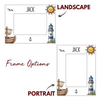 Load image into Gallery viewer, Nautical picture frame personalized, Kids picture frame, Baby gift / 4x6 photo frame / Printed
