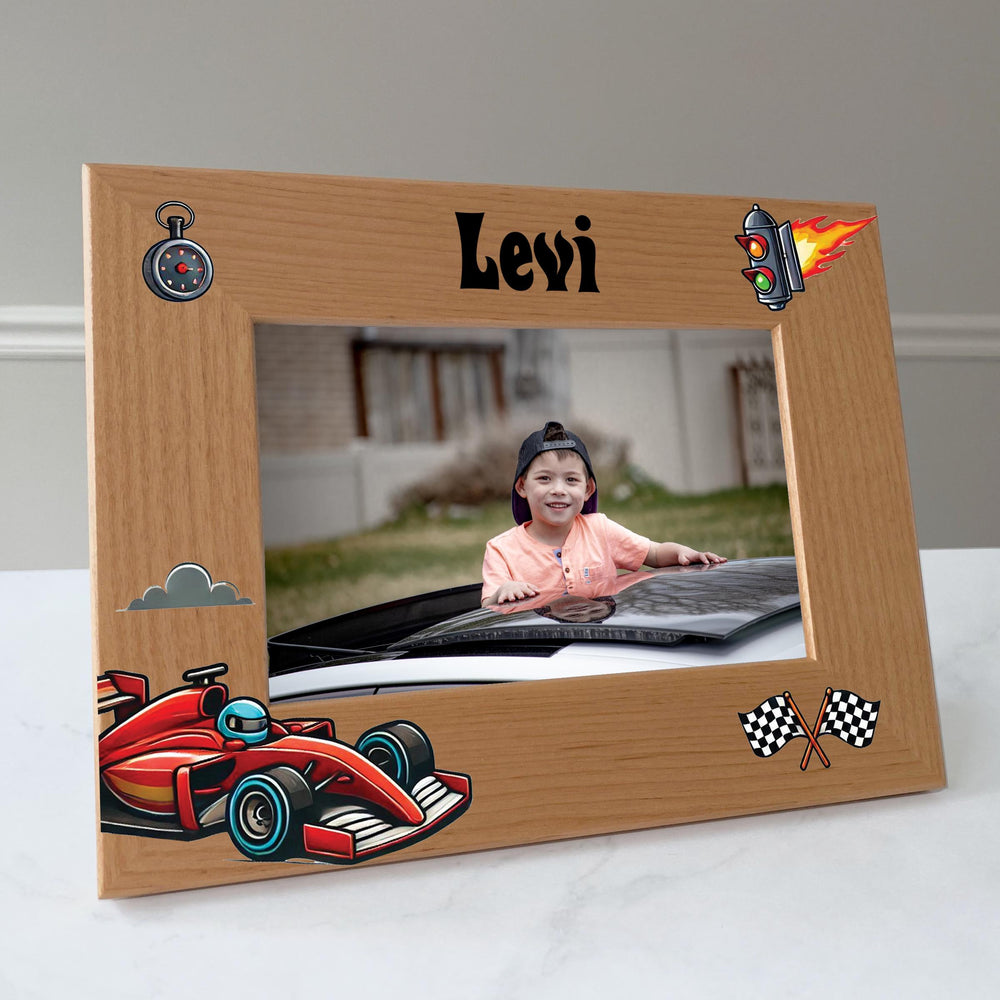 Race car picture frame personalized, Kids picture frame, Baby gift / 4x6 photo frame / Printed