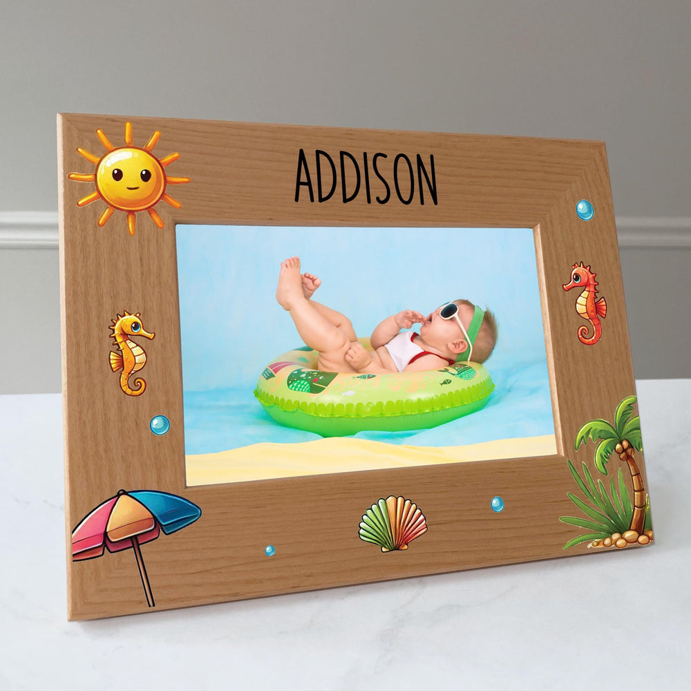 Beach picture frame personalized, Kids picture frame, Baby gift / 4x6 photo frame / Printed