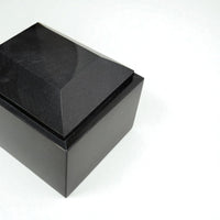 Load image into Gallery viewer, Personalized Jet Black Marble Urn – Custom Photo &amp; Engraved Memorial Keepsake, Rectangular photo border
