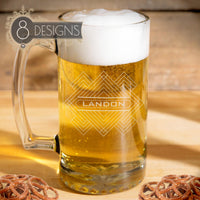 Load image into Gallery viewer, Personalized Beer Mug, Vintage Design Name or Monogram, Groomsmen gift / 25oz. Mug with handle

