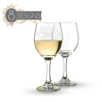 Load image into Gallery viewer, Personalized Wine Glass with Stem, Vintage Design Name or Monogram, Groomsmen or Bridesmaid gift / 20oz. Wine Glass Engraved
