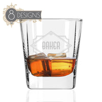 Load image into Gallery viewer, Personalized Whiskey Glass, Vintage Design Name or Monogram, Groomsmen or Bridesmaid gift / Engraved Rocks Glass 10.5 oz.
