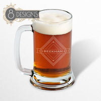 Load image into Gallery viewer, Personalized Beer Mug, Vintage Design Name or Monogram, Groomsmen gift / 16oz. Mug with handle
