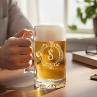 Load image into Gallery viewer, Personalized Beer Mug, Vintage Design Name or Monogram, Groomsmen gift / 25oz. Mug with handle
