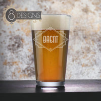 Load image into Gallery viewer, Personalized Beer Glass, Vintage Design Name or Monogram, Groomsmen gift / Engraved 16 oz. Pint Glass
