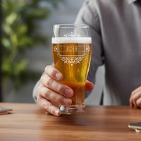 Load image into Gallery viewer, Personalized Beer Pub Glass, Vintage Design Name or Monogram, Groomsmen gift / 16oz. Pilsner Glass
