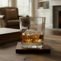 Load image into Gallery viewer, Personalized Whiskey Glass, Vintage Design Name or Monogram, Groomsmen or Bridesmaid gift / Engraved Rocks Glass 10.5 oz.
