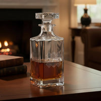 Load image into Gallery viewer, Personalized Whiskey Decanter, Vintage Design Name or Monogram, Groomsmen or Bridesmaid gift / Engraved 26 oz decanter
