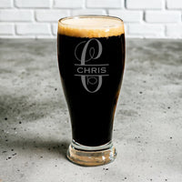 Load image into Gallery viewer, Personalized beer glasses, Personalized Pilsner Glass/Engraved 19 oz. Glass, Wedding beer glass, Established glass, Engraved beer glass
