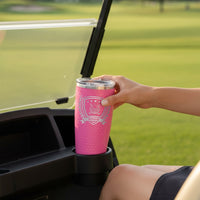 Load image into Gallery viewer, Golf ball dimpled tumbler personalized, Golf gift engraved travel mug, White or Pink mug 20 oz. / Laser engraved
