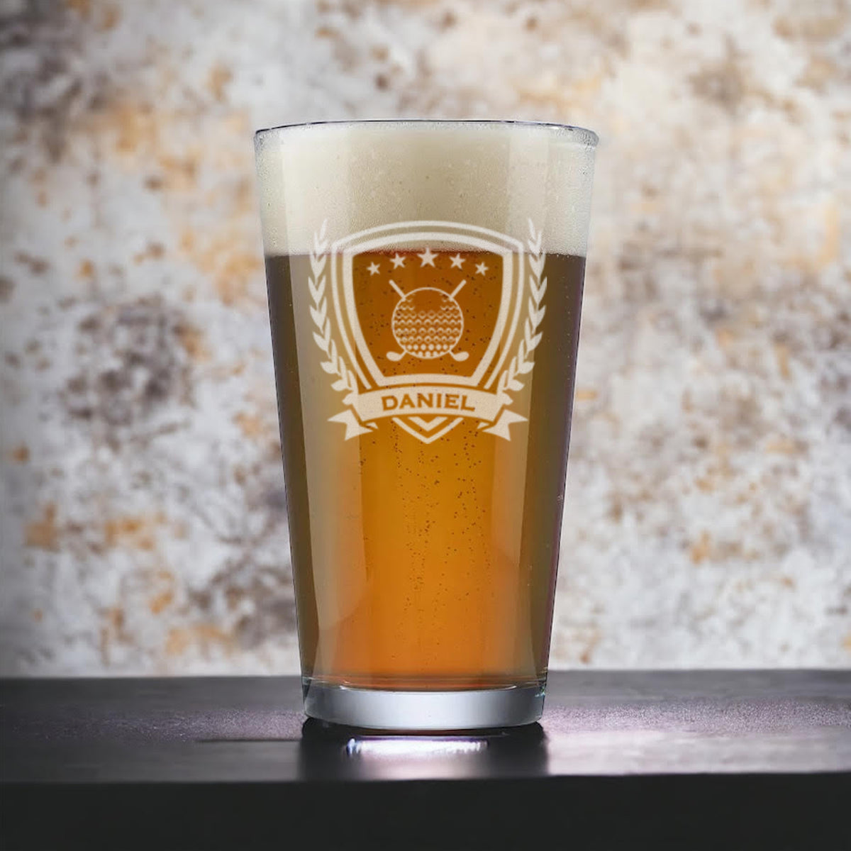 Personalized Golf Pint Beer Glass / Laser engraved 16 oz.