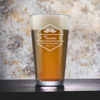 Load image into Gallery viewer, Groomsman beer glasses, Personalized pint beer glass/Engraved 16 oz. Glass, Wedding beer glass, Personalized beer glass engraved

