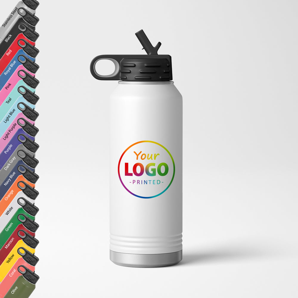 Custom full color printed water bottles with your logo or image UV Printed / 32oz. in 18 color options
