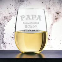 Load image into Gallery viewer, Dad established wine glass, engraved dad glass, Engraved Wine Glass 20oz./personalized wine glass, engraved wine glasses, Dad wine gift
