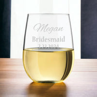 Load image into Gallery viewer, Bridesmaid wine glasses, Engraved stemless wine glass, Engraved Wine Glass 20oz./personalized wine glass, engraved wine glasses
