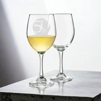 Load image into Gallery viewer, Custom engraved stemmed wine glass with your logo or image / Laser Engraved 20oz.
