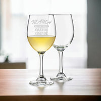 Load image into Gallery viewer, Mom established wine glass, Mom glass, custom wine glass, Personalized wine glasses, custom wine glasses Est. Date Engraved/Wine Glass 20oz.
