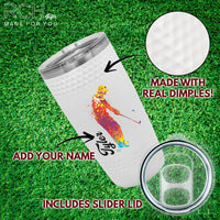 Load image into Gallery viewer, Golf ball dimpled tumbler personalized, Printed golfer design personalized, Golf gift travel mug 20 oz. / Full color print

