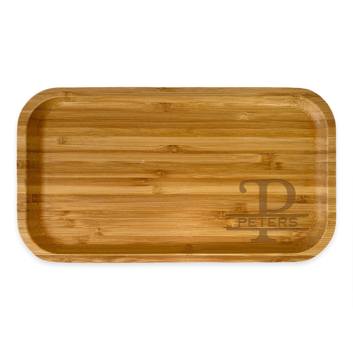 Personalized monogram bamboo tray / Laser engraved