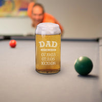 Load image into Gallery viewer, Personalized Beer Can Glass Dad established beer glass/Engraved Beer Can Glass 16 oz. dad beer glass, dad gift, personalized dad gift
