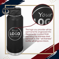 Load image into Gallery viewer, Custom engraved water bottles with your logo or image Laser Engraved / 32oz. in 18 color options
