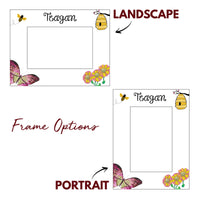 Load image into Gallery viewer, Butterfly flowers picture frame personalized, Baby gift / 4x6 photo frame / Printed
