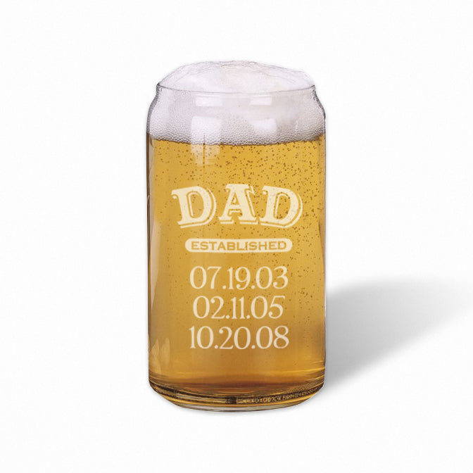 Personalized Beer Can Glass Dad established beer glass/Engraved Beer Can Glass 16 oz. dad beer glass, dad gift, personalized dad gift