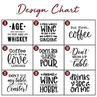 Load image into Gallery viewer, SET OF 4 drink theme engraved bamboo coasters / Laser engraved / 30 design options
