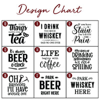 Load image into Gallery viewer, SET OF 4 drink theme engraved slate coasters / Laser engraved / 30 design options
