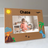Load image into Gallery viewer, Dinosaur picture frame personalized, Baby gift / 4x6 photo frame / Printed
