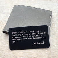 Load image into Gallery viewer, Personalized wallet card, Custom wallet card, Wallet card insert, Personalized message card, Metal wallet card / Laser engraved or Printed

