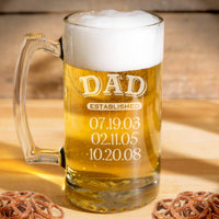 Load image into Gallery viewer, Dad established beer mug engraved, Personalized dad beer mug, Dad mug/25oz. Laser engraved, Personalized beer glasses, Dad gift - RCH Gifts
