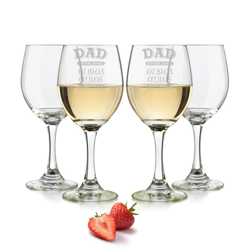 Dad established wine glass, Dad glass, custom wine glass, Personalized wine glasses, custom wine glasses Est. Date Engraved/Wine Glass 20oz. - RCH Gifts